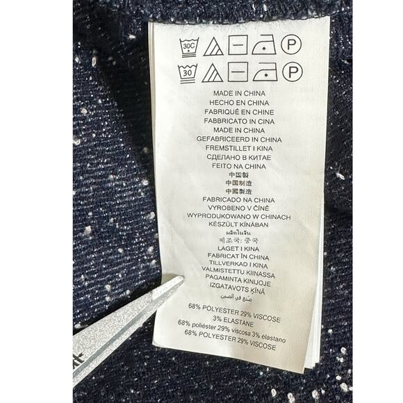 Michael Kors Top Womens Medium Navy Sleeveless Mock Neck Textured Office Preppy - Picture 7 of 10